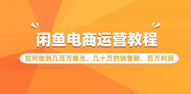 闲鱼电商运营教程：如何做到几百万曝光，几十万的销售额，百万利润-淘金创客