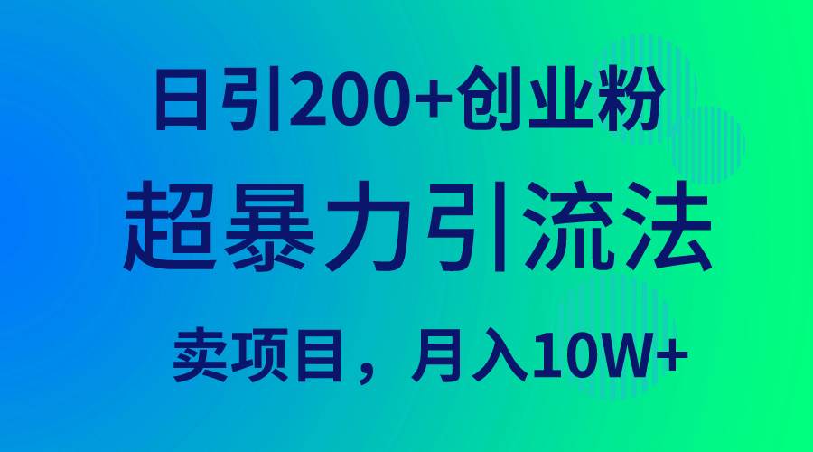 超暴力引流法，日引200+创业粉，卖项目月入10W+-淘金创客