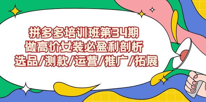 拼多多培训班第34期：做高价女装必盈利剖析  选品/测款/运营/推广/拓展-淘金创客