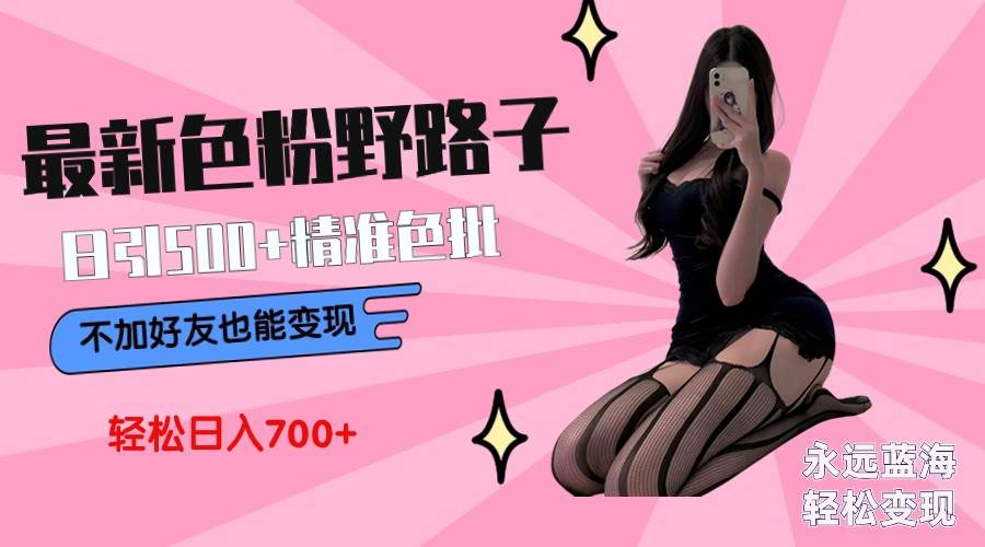 最新色粉变现野路子，日引500+老色批 可不加好友直接变现 小白轻松日入700+-淘金创客