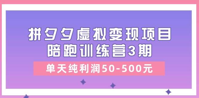 某收费培训《拼夕夕虚拟变现项目陪跑训练营3期》单天纯利润50-500元-淘金创客