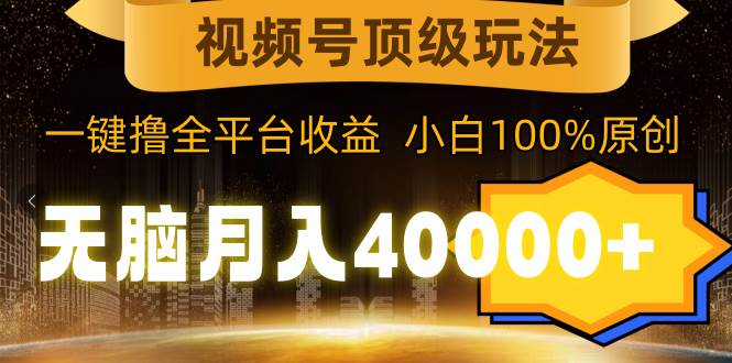 视频号顶级玩法，无脑月入40000+，一键撸全平台收益，纯小白也能100%原创-淘金创客