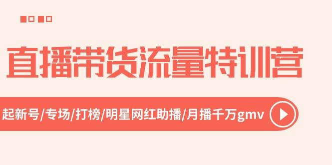 直播带货流量特训营，起新号-专场-打榜-明星网红助播 月播千万gmv（52节）-淘金创客