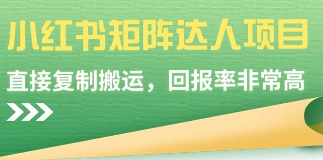 小红书矩阵达人项目，直接复制搬运，回报率非常高-淘金创客