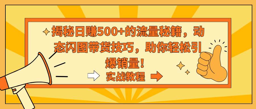 揭秘日赚500+的流量秘籍，动态闪图带货技巧，助你轻松引爆销量！-淘金创客