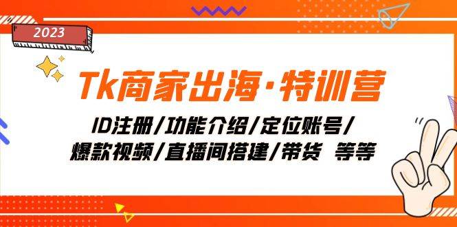 Tk商家出海·特训营：ID注册/功能介绍/定位账号/爆款视频/直播间搭建/带货-淘金创客