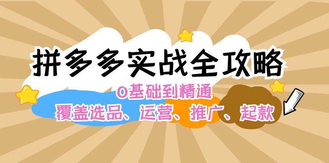 拼多多实战全攻略：0基础到精通，覆盖选品、运营、推广、起款-淘金创客