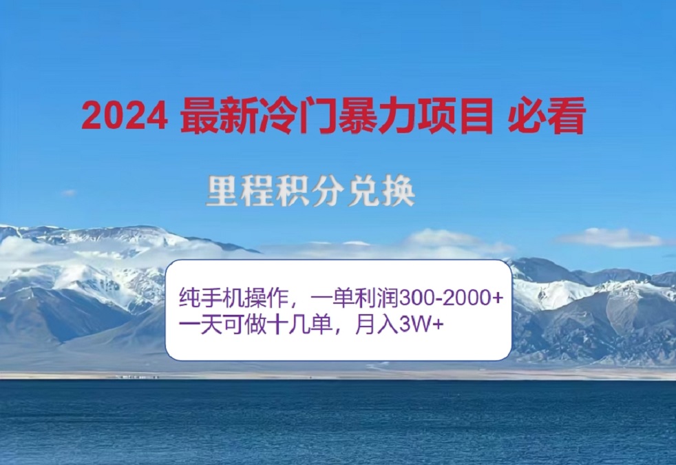 2024惊爆冷门暴利！出行高峰来袭，里程积分，高爆发期，一单300+—2000+，月入过万不是梦！-淘金创客