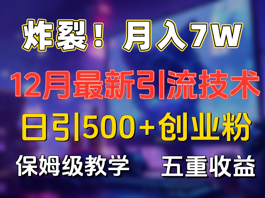 炸裂！月入7W+揭秘12月最新日引流500+精准创业粉，多重收益保姆级教学-淘金创客