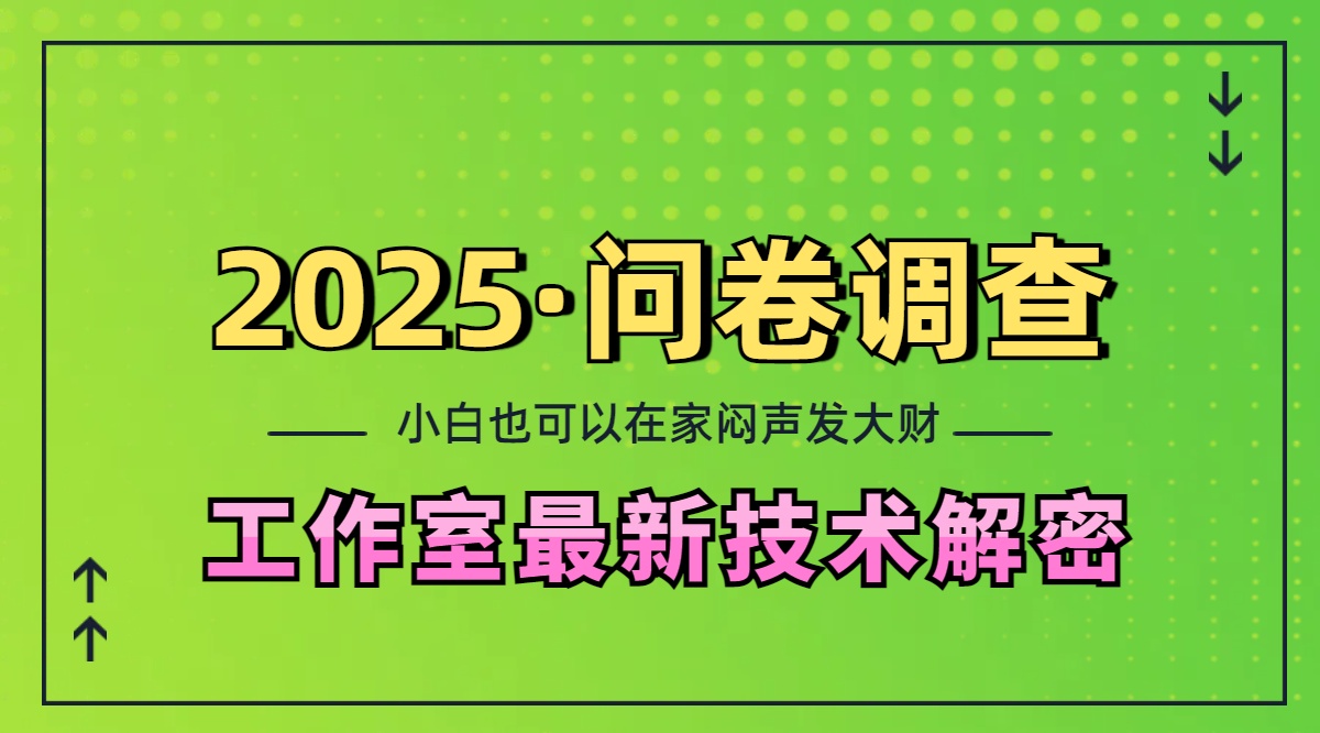 2025《问卷调查》最新工作室技术解密：一个人在家也可以闷声发大财，小白一天200+，可矩阵放大-淘金创客