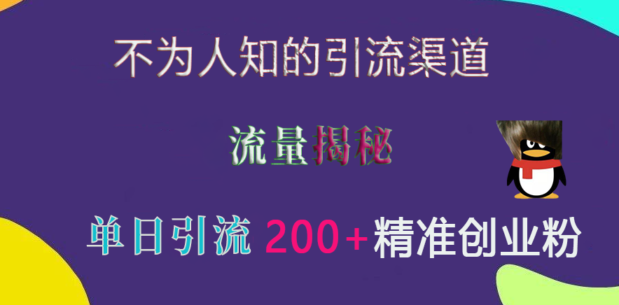 不为人知的引流渠道，流量揭秘，实测单日引流200+精准创业粉-淘金创客