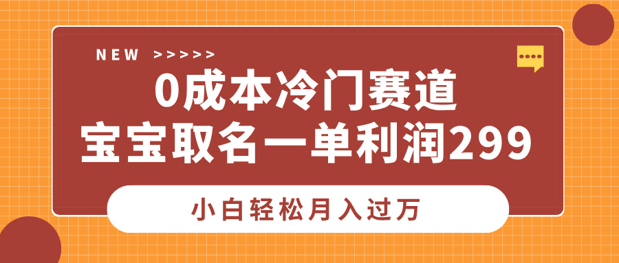 0成本冷门赛道，宝宝取名一单利润299，小白轻松月入过万-淘金创客