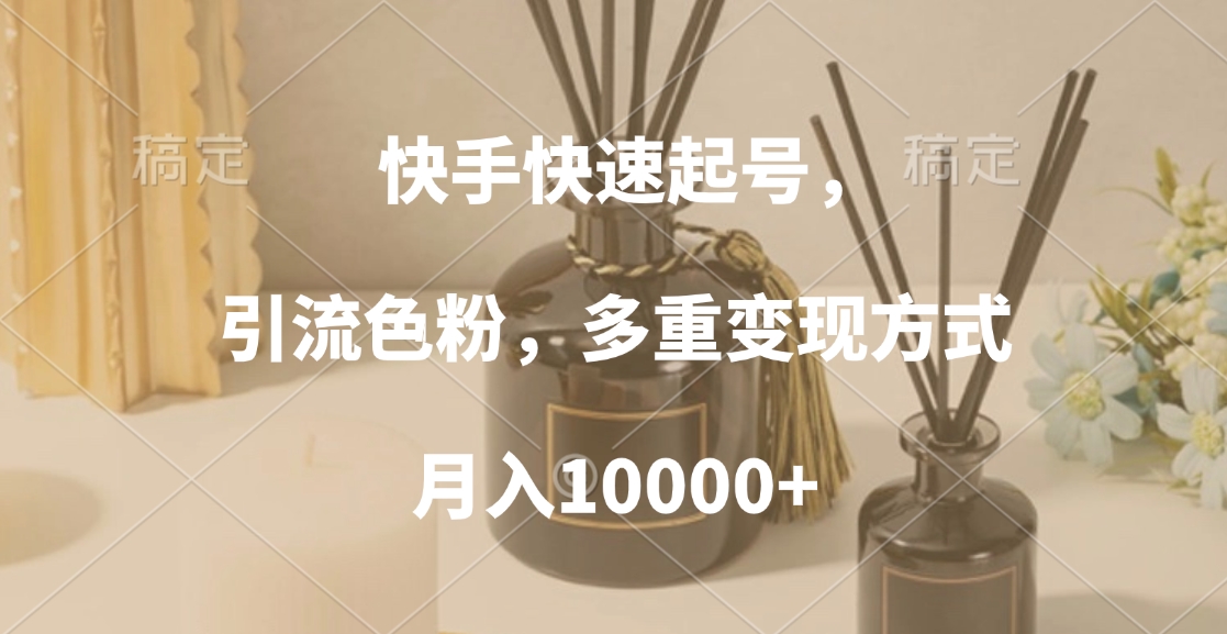 快手快速起号，引流色粉，多重变现方式，月入10000+-淘金创客