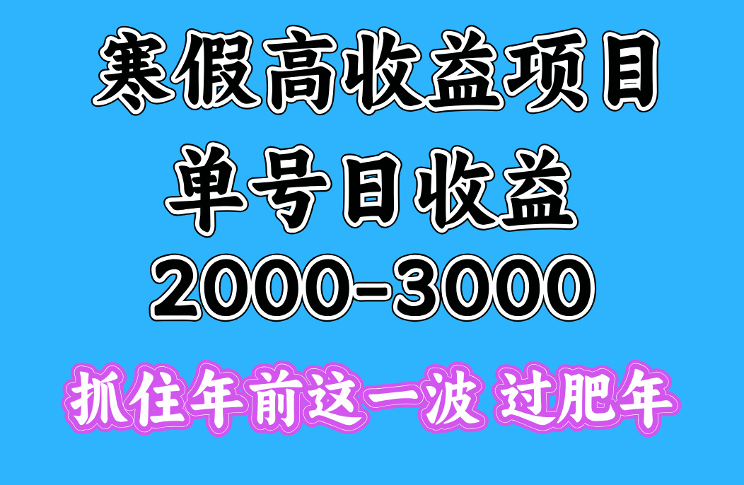 寒假期间一天收益2000-3000+，抓住年前这一波-淘金创客