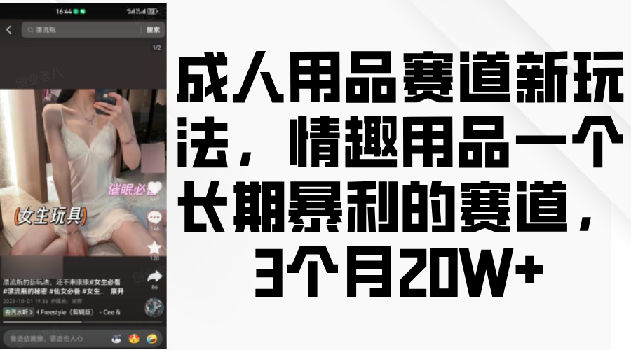 情趣用品一个长期暴利的赛道，成人用品赛道新玩法，3个月20W+-淘金创客