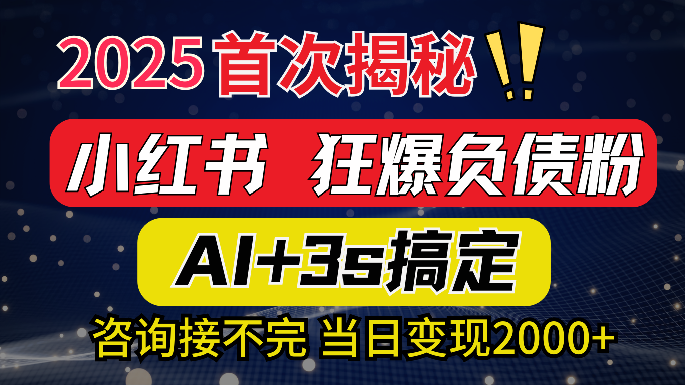 2025引流天花板：最新小红书狂暴负债粉思路，咨询接不断，当日入2000+-淘金创客