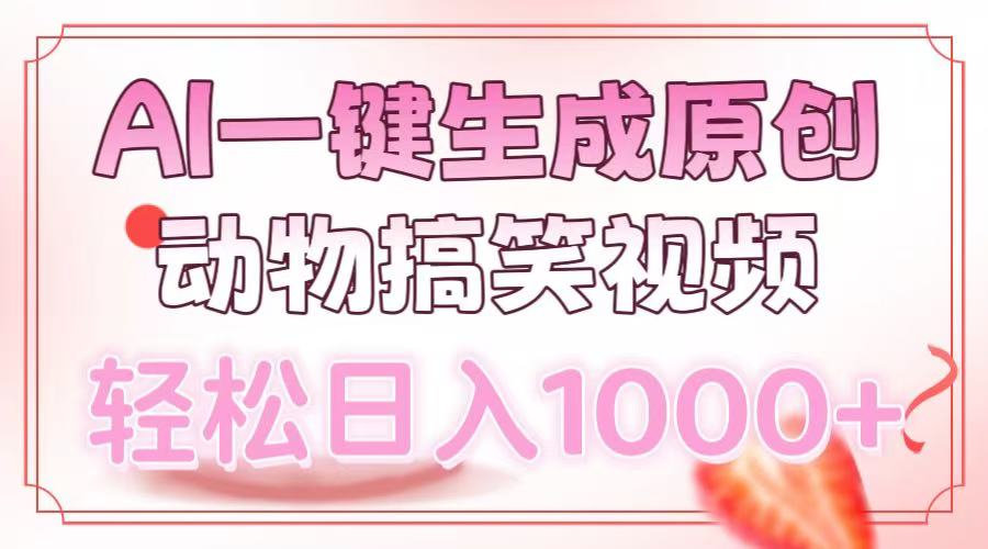 AI一键生成原创动物搞笑视频，轻松日入1000+-淘金创客