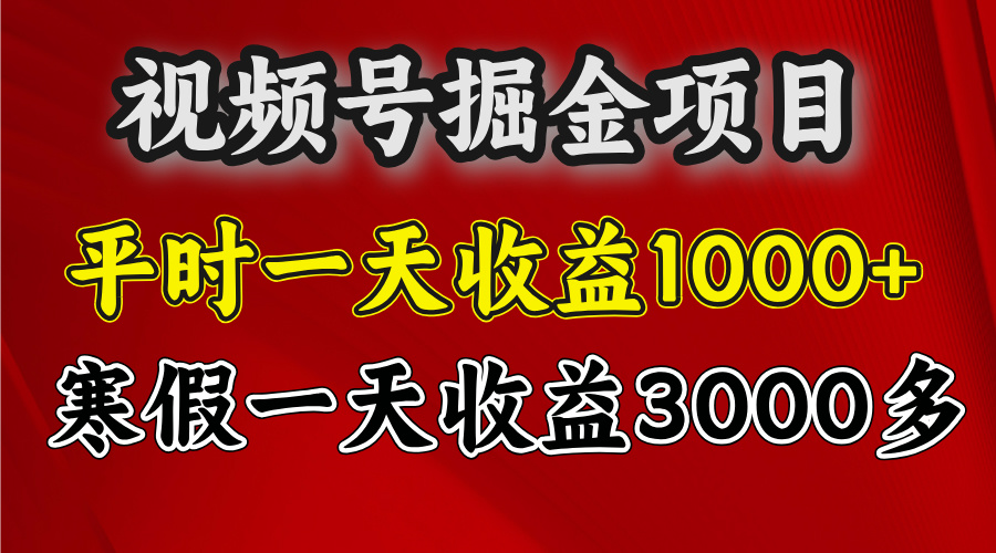 视频号掘金项目，寒假一天收益3000多-淘金创客