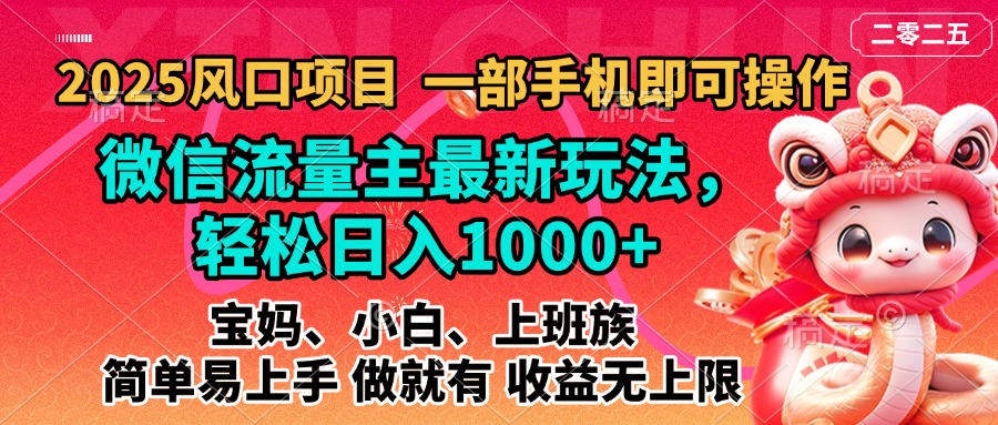 2025蓝海风口项目，微信流量主最新玩法，轻松日入1000+，简单易上手，做就有 收益无上限-淘金创客