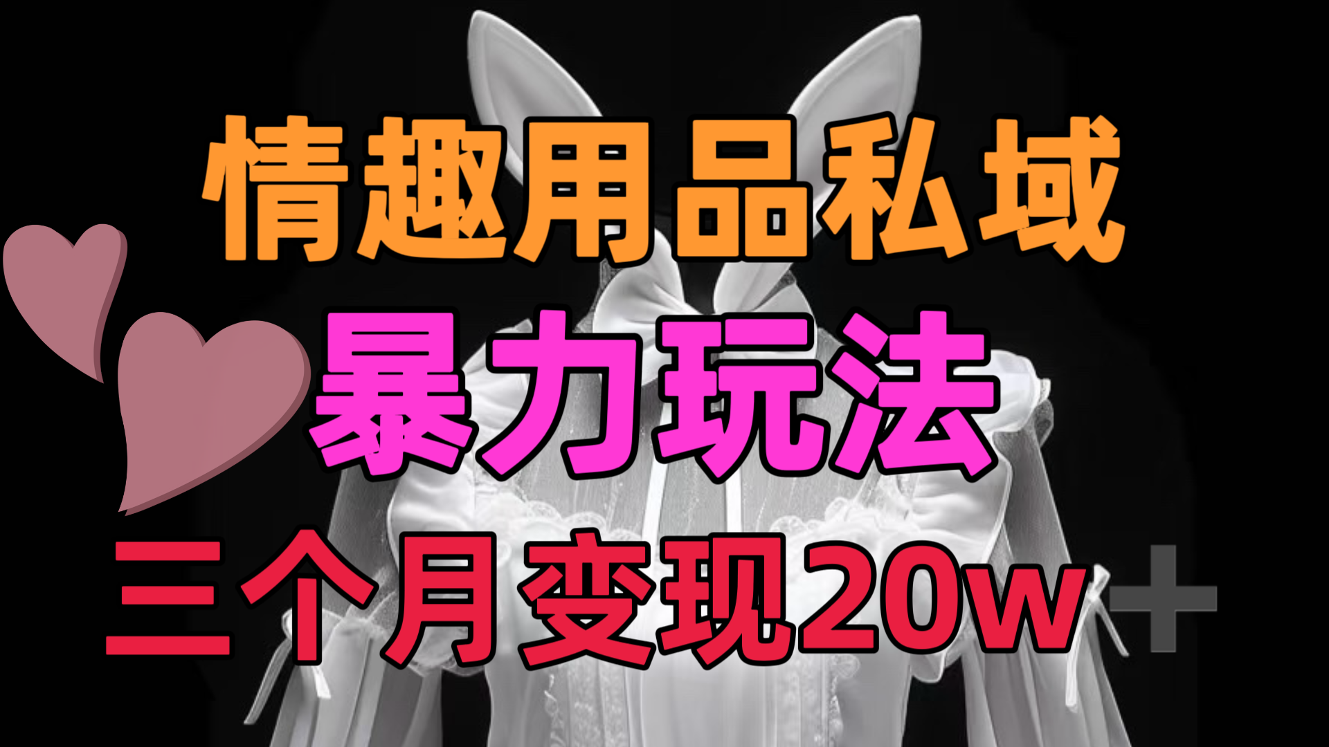 情趣用品私域，25年最新暴力玩法，三个月变现20w➕-淘金创客