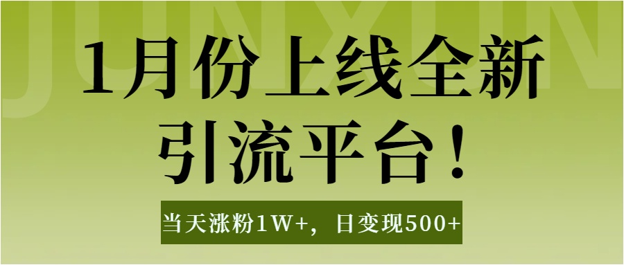 1月上线全新引流平台，当天涨粉1W+，日变现500+工具无脑涨粉，解放双手操作简单-淘金创客