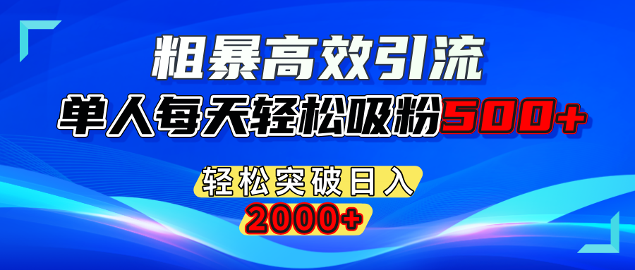 粗暴高效引流,单人每天轻松吸粉500+,轻松突破日入2000+-淘金创客