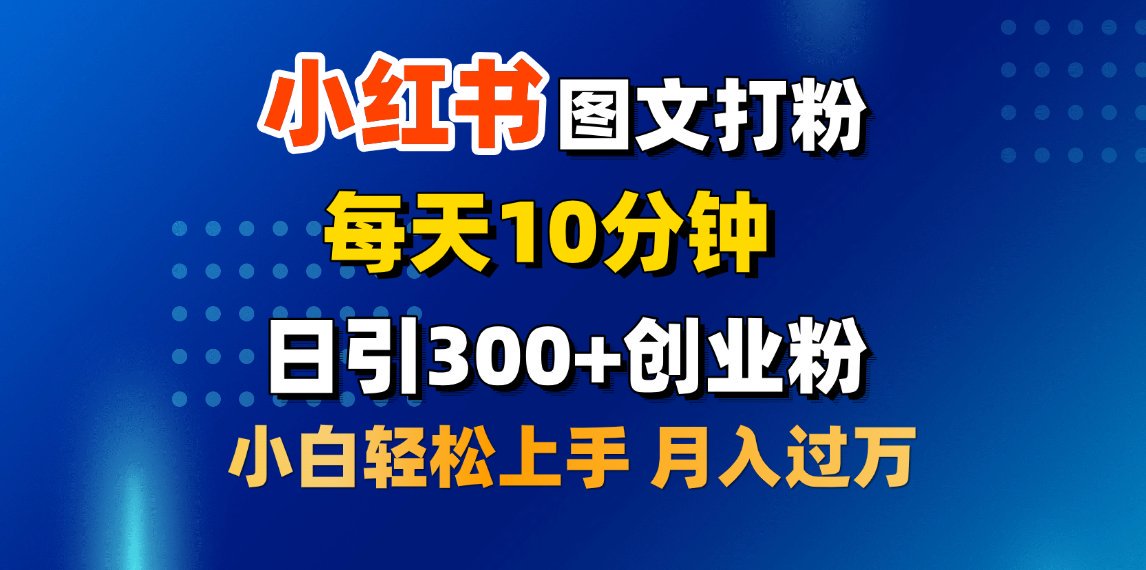 2月小红书图文打粉，每天10分钟，日引300+创业粉，小白轻松月入过万-淘金创客