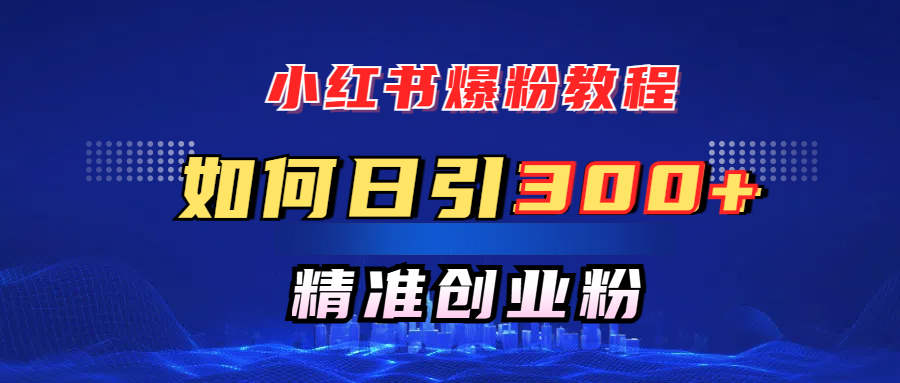 小红书爆粉教程，如何日引300+创业粉，快速实现精准变现！-淘金创客