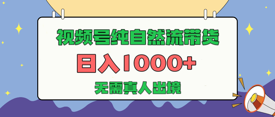 视频号纯自然流带货，日入1000+，无需真人出境，新手小白也可操作-淘金创客