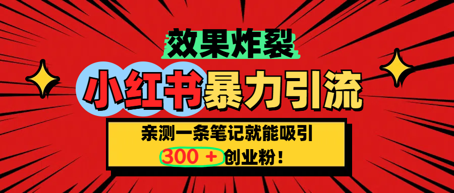 小红书炸裂玩法，亲测一条笔记就能吸引300+精准创业粉！-淘金创客