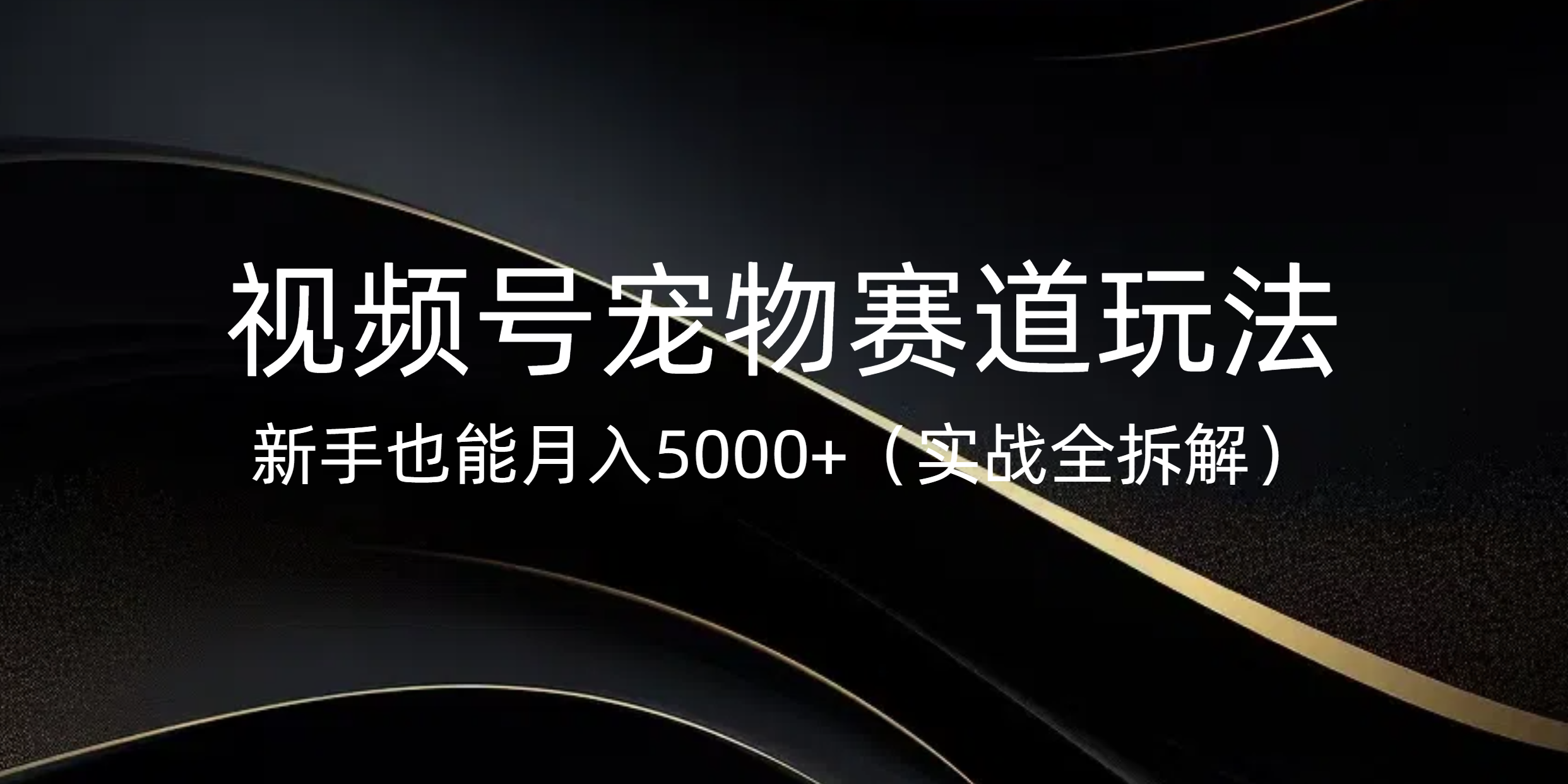 视频号宠物赛道玩法，新手也能月入5000+（实战全拆解）-淘金创客