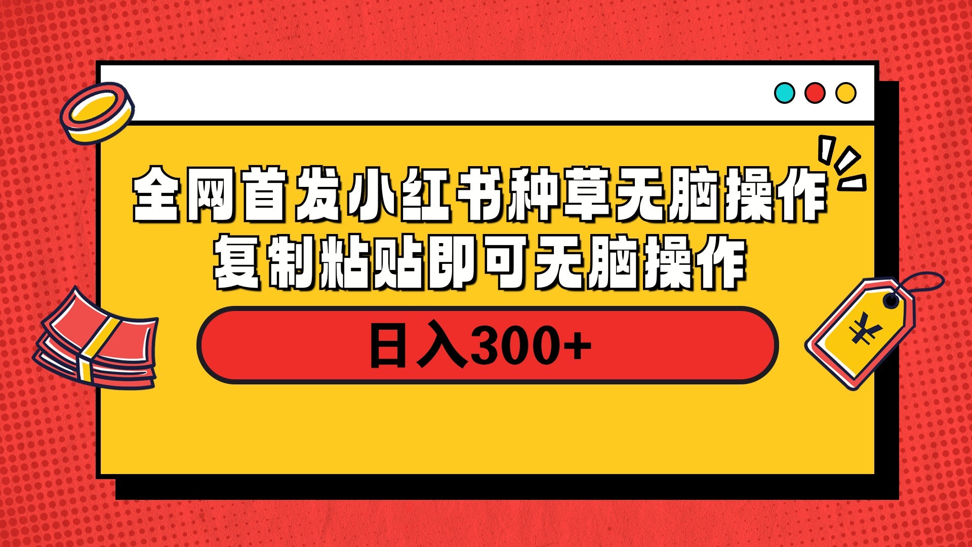 全网首发 小红书种草无脑操作复制黏贴即可 轻松日入300+-淘金创客
