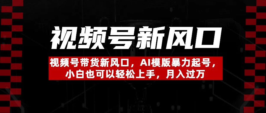 视频号带货新风口，AI模版暴力起号，小白也可以轻松上手，月入过万-淘金创客