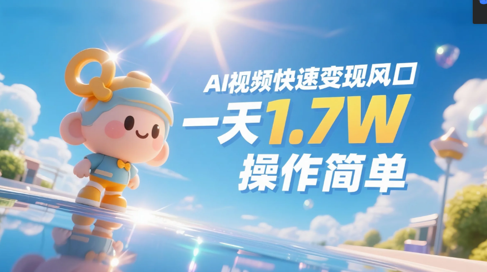 《Ai视频变现风口，一天1.7W，收入无上限，操作简单》-淘金创客