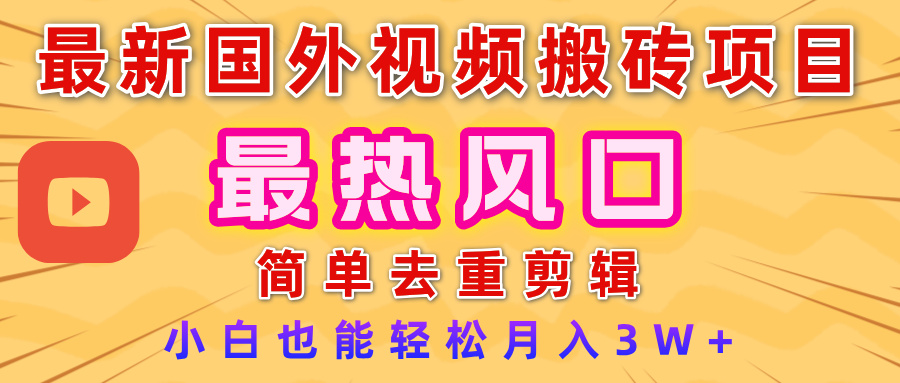 2025最新热门风口，国外视频搬砖项目，简单去重剪辑，小白也能轻松月入3W+-淘金创客